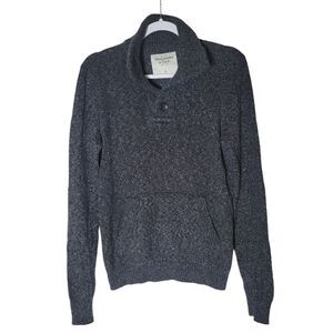 Abercrombie & Fitch Shawl Collar Sweater Mens Size Small Gray Knit Pocket Preppy